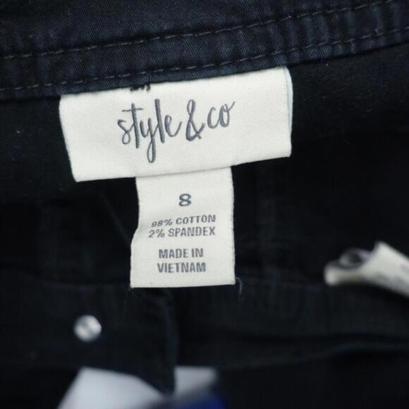 Style & Co. Cropped Jeans Women's 8 Black Stretch Denim Dark Wash Straight Leg - Picture 4 of 7